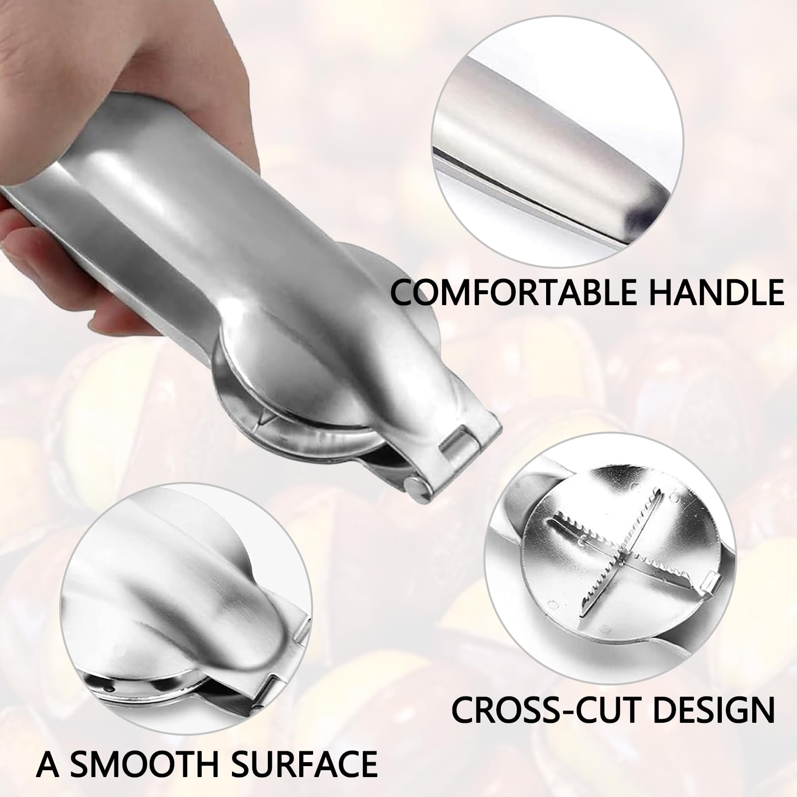 Pince à Châtaignes En Inox - Ouvre Châtaignes, Noix, Noisettes | Design Sécurisé Avec Plateau Stabilisateur
