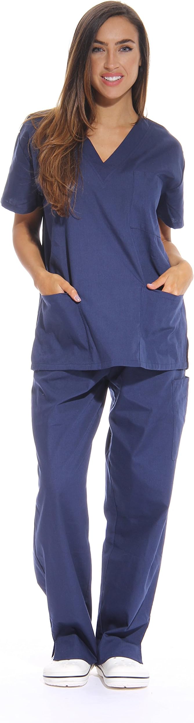 Women's Six Pocket Medical Scrubs Set (V-Neck with Cargo Pant)