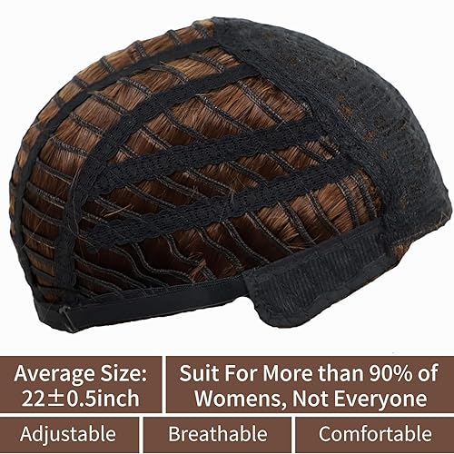 Miniatura 4 de RENERSHOW Peluca sintética corta de color marrón con flequillo para mujer, peluca sintética con flequillo de aspecto natural, peluca de fiesta diaria