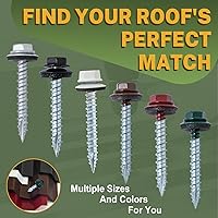 Vista 6 de LIONMAX 300-PCS Metal Roofing Screws #10 × 1 Inch, Rustproof Coating Hex Head Sheet Metal to Wood Siding Screw with Rubber Washer, Sharp Point, Hex