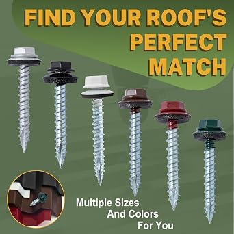 LIONMAX Metal Roofing Screws #10 x 2 Inch, 300PCS, Black with Rubber Washer