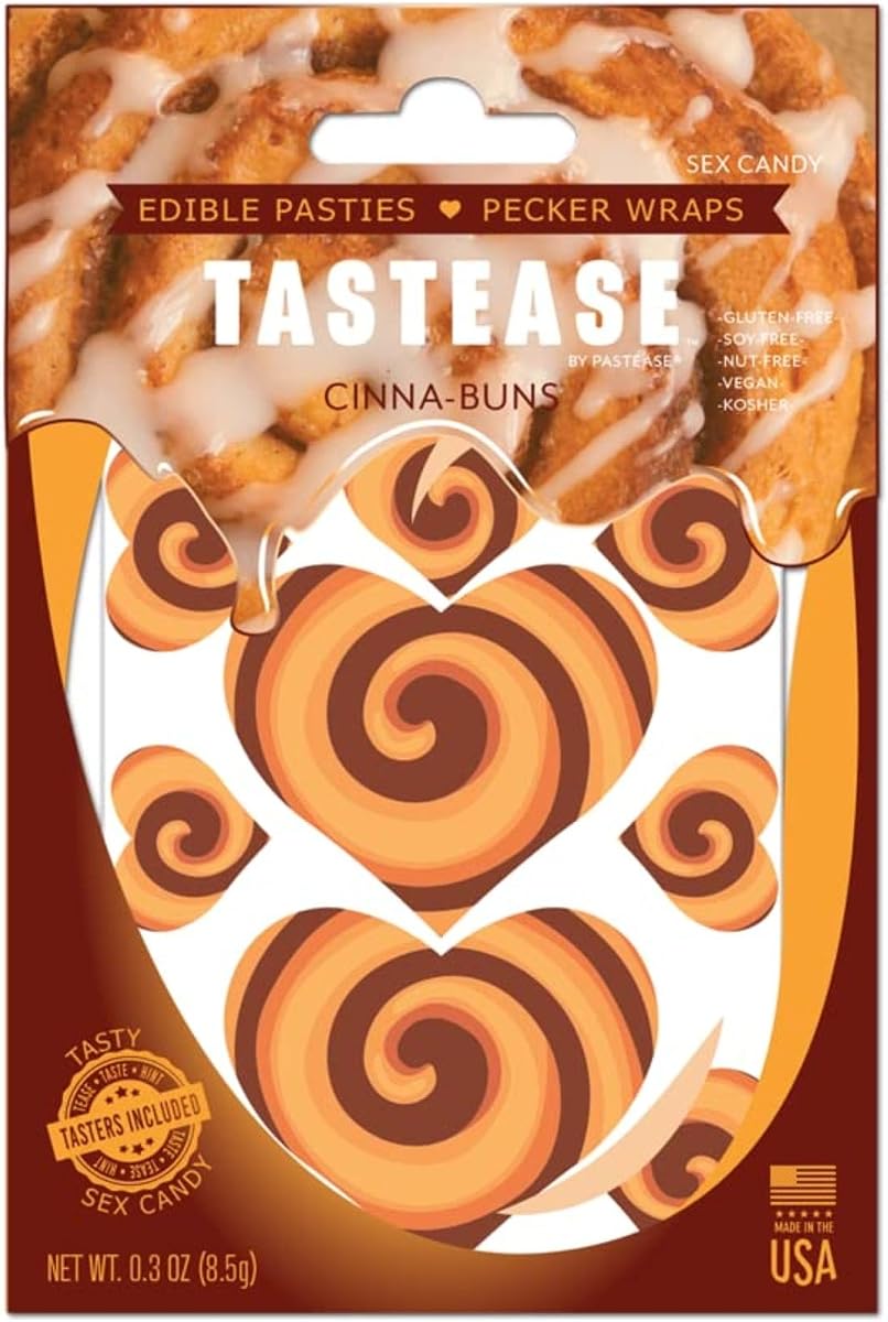 Tastease - Heart Shaped Edible Pasties Cinna-Buns Cinnamon Roll Candy by Pastease - 13 Piece Set - Fun for A Special Occassion or Everyday - Dimensions 2" x 2" Coverage 1 Inch