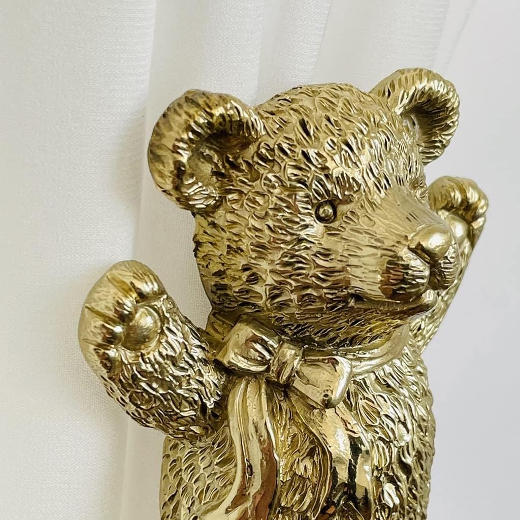 Crochets de Rideaux en Laiton, embrasses de Rideaux décoratives en Forme d'ours, Crochets pour Rideaux muraux (Gauche), Gauche,Left