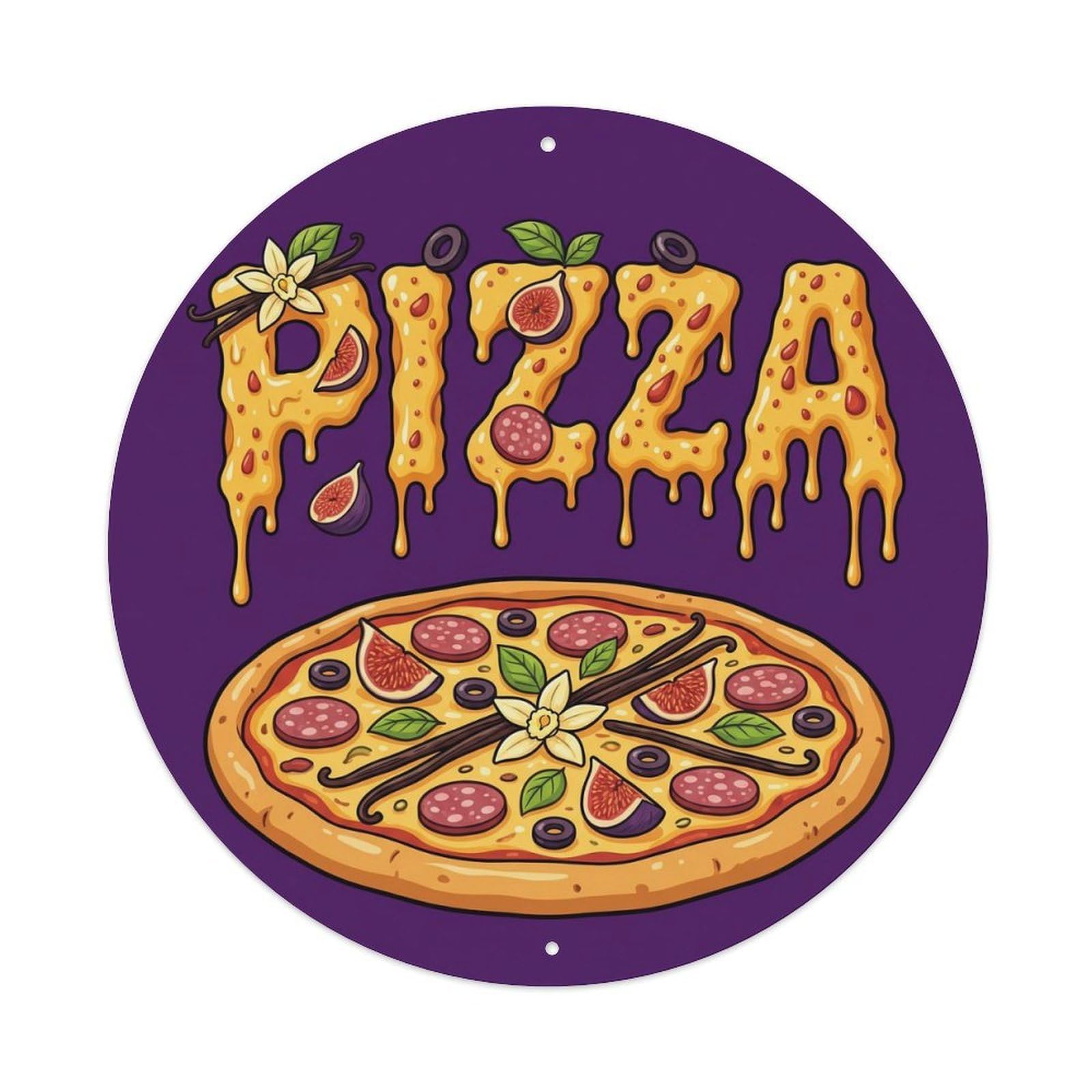 Huiyhb 8X8inch(20X20cm) Vintage Pizza Slice Vanilla Fig Metal Tin Sign