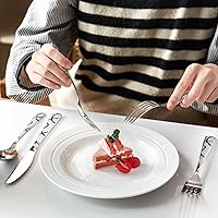 Vista 3 de HIKAA Juego de cubiertos de plata, juego de 30 piezas de cubiertos de acero inoxidable para 6, para cocina, hogar, boda, fiesta, pulido tipo espejo