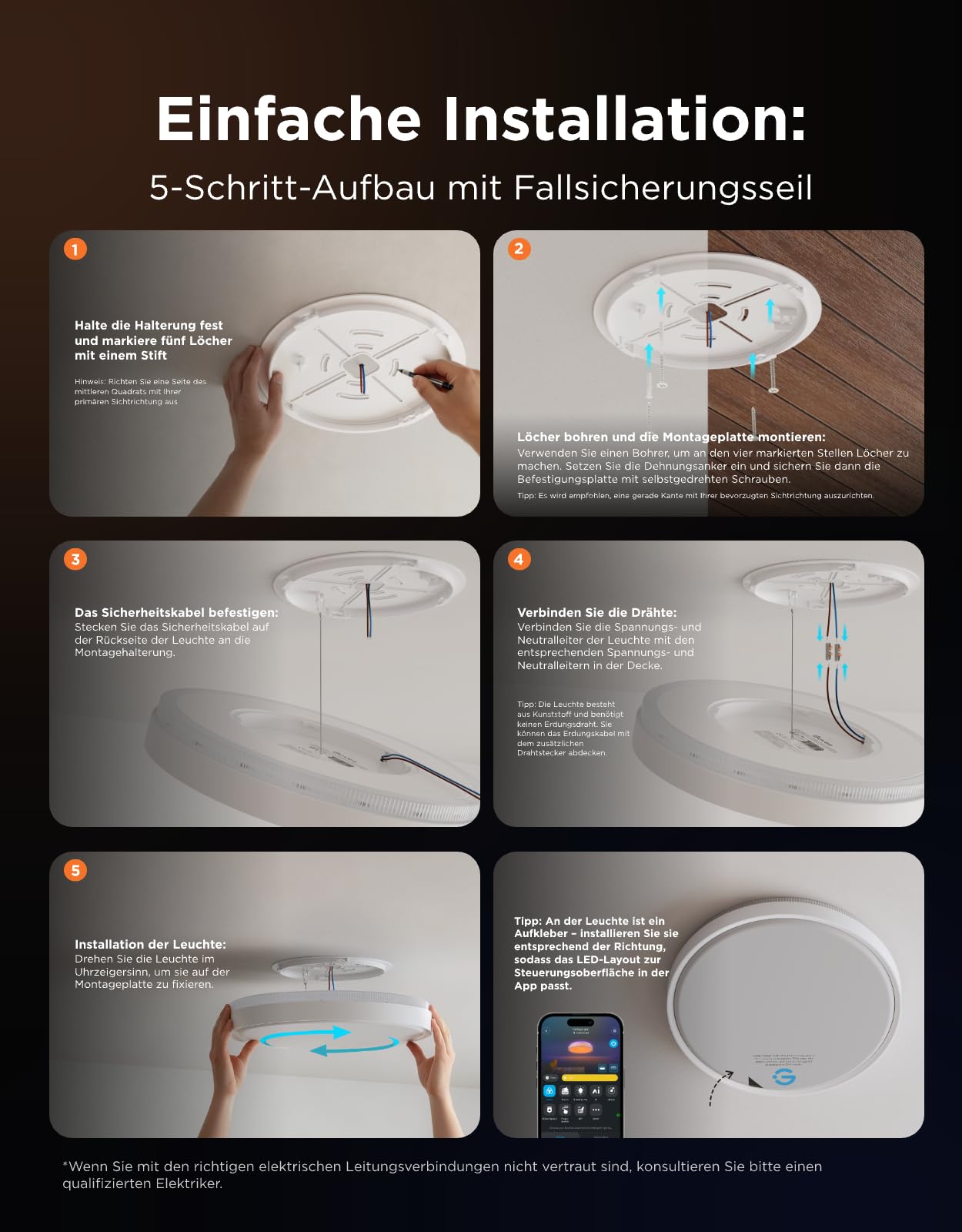 Govee RGBICWW Deckenlampe Pro55W, 4800lm LED Deckenleuchte Dimmbar,Ø45,5cm | 2700K–6500K für 20–30m², 74+ Szenen, Kompatibel mit Matter/Alexa/Google, Einfache Installation, Wohnzimmer Schlafzimmer
