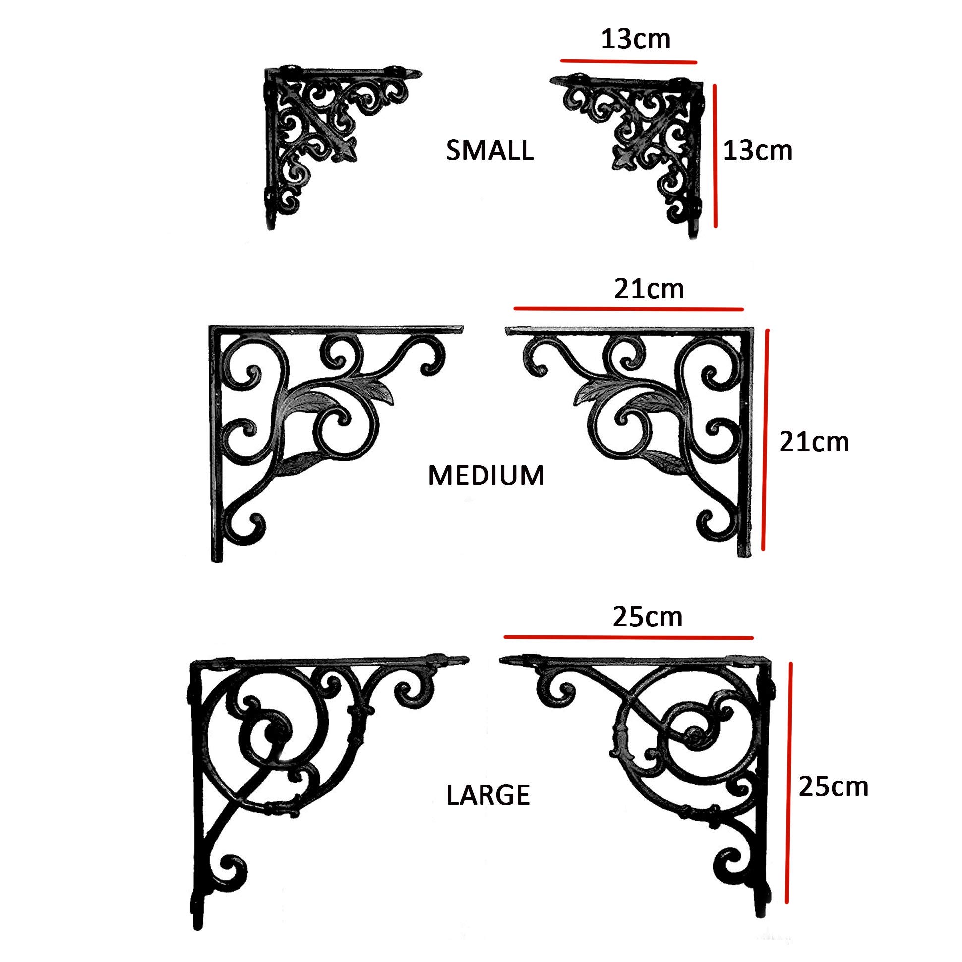 Homezone Pair of Small Victorian Cast Iron Wall Shelf Brackets Supports