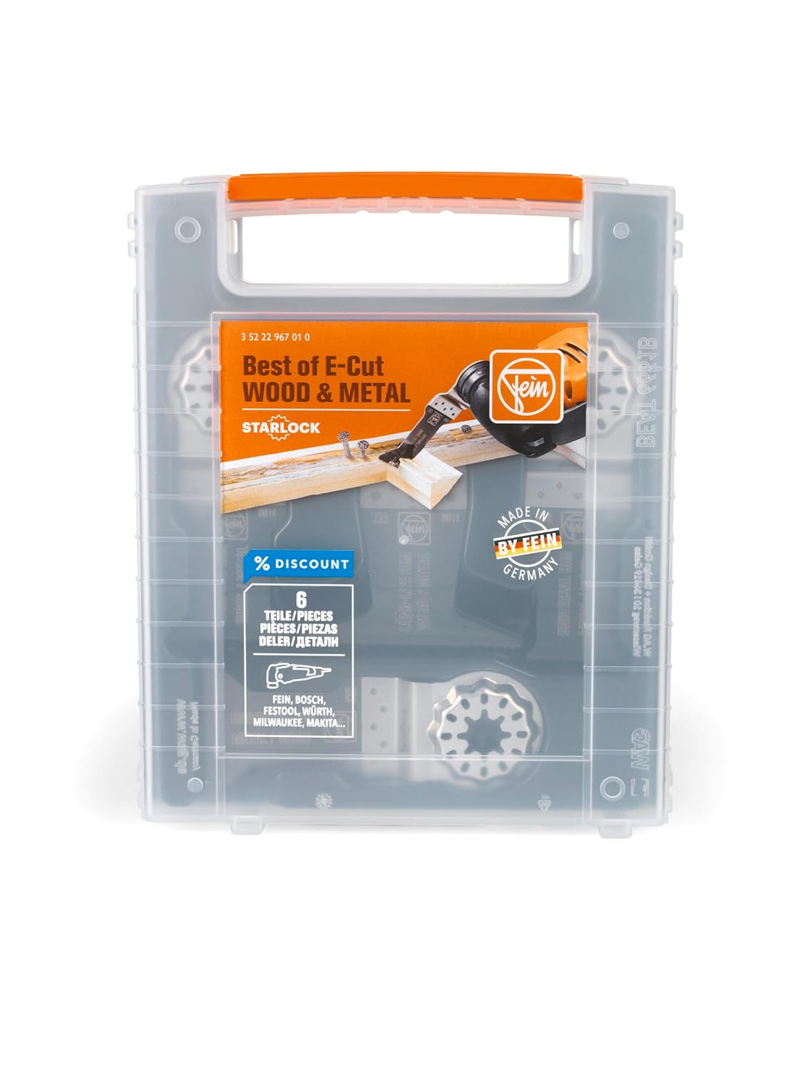 Fein Best of E-Cut Starlock Wood & Metal Saw Blade Set - 6-Piece Kit for Precision Cutting in Wood & Metals, Includes (4) E-Cut Long Life, (2) E-Cut Universal Saw Blade - 35222967010