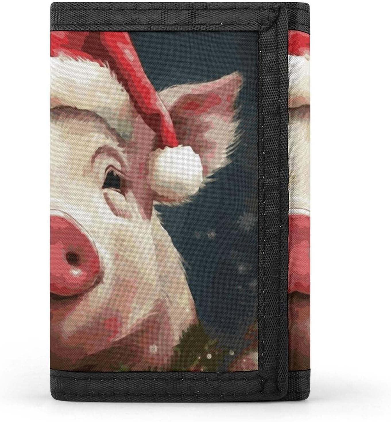 Trifold Canvas Wallet with Keychain, Modern Fashion Credit Card Holder Wallet for Men Women, Cute Animal Christmas Slim Wallets W/Zipper Coin Pocket, Novelty Birthday Gift