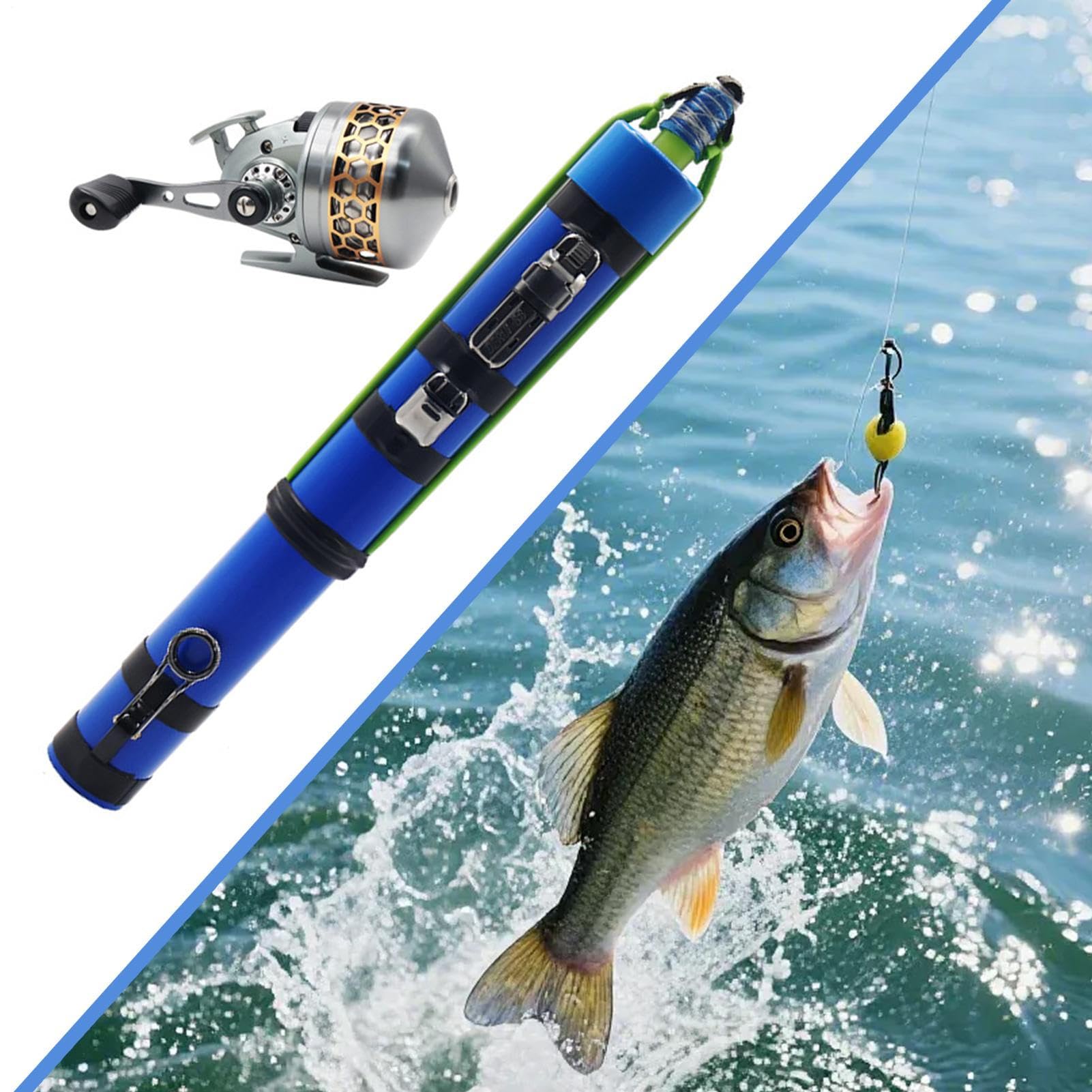 Canna da pesca e mulinello, strumento multifunzionale per pesci, catapulta da viaggio, per spigola, trota, acqua salata, riva, fiume, fiume, laghetto, lago