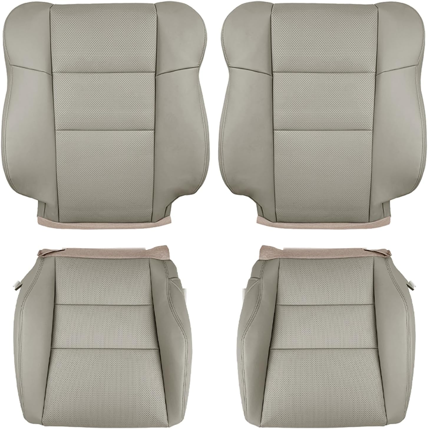 WFLNHB Perforated Artificial Leather Front Driver and Passenger Side Bottom and Top Lean Back Seat Cover Gray Replacement for Acura RDX 2007-2012