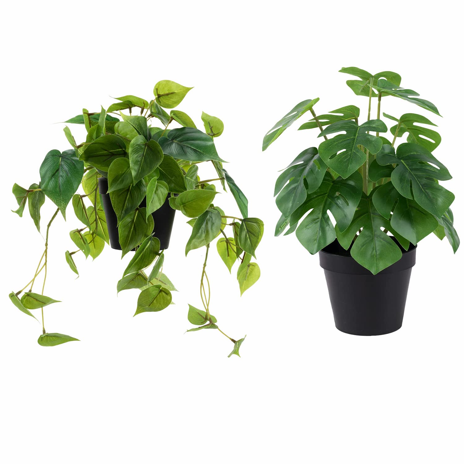 Bundle of LuckyGreenery Artificial Scindapsus Aureus and Monstera Fake Plants for Home Decor