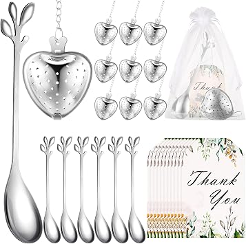 25 Sets Bridal Shower Tea Party Favor for Guest Leaf Tea Spoon,Silver