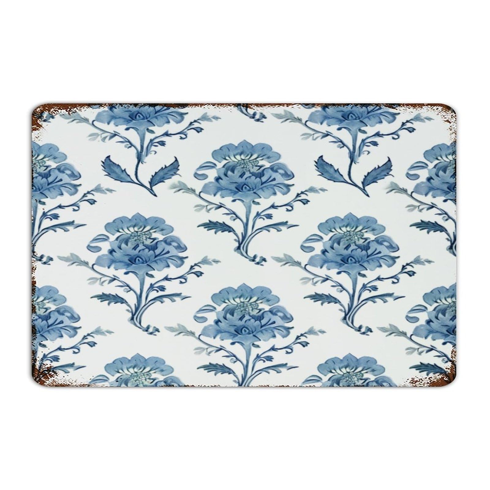 Poster d'art cadeau pour chambre plaque metallique fleur moghol bleue deco originale de maison