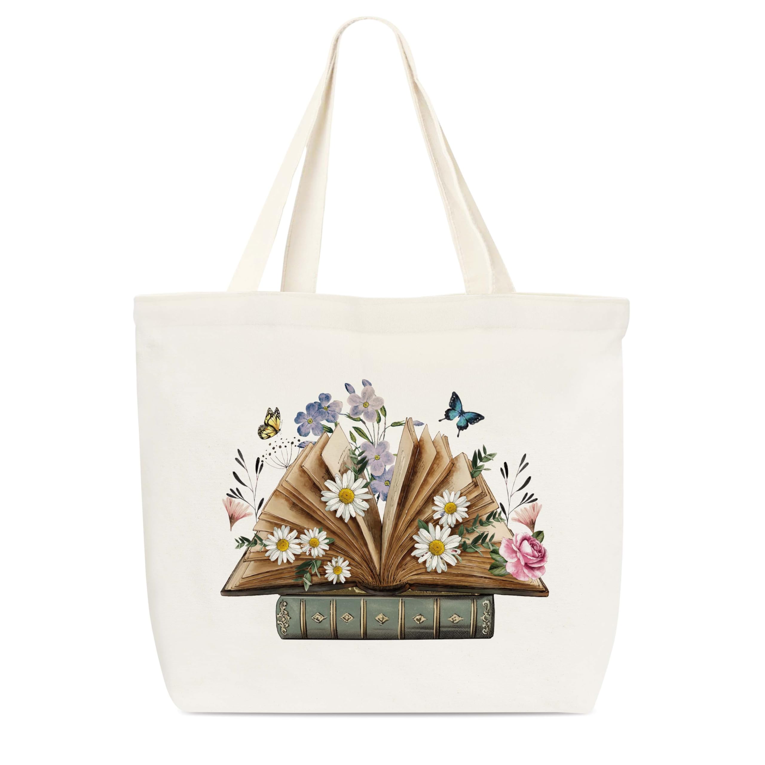 Canvas Tote Bag, Library Shoulder Bag For Reader Bookish Women Friend Bookworm