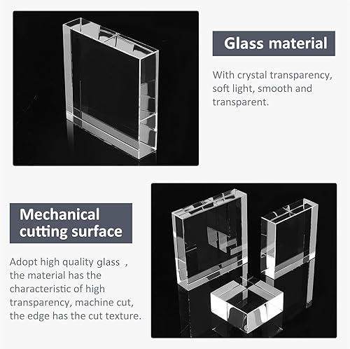 Miniatura 3 de FINGERINSPIRE Bloque de exhibición cuadrado de cristal pulido transparente K9, soporte de exhibición de joyería de 2 x 2 x 1 pulgada, soporte de
