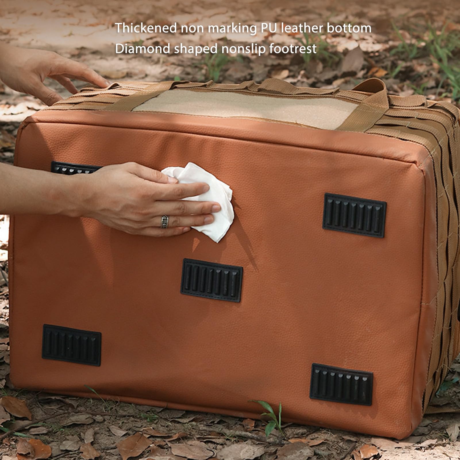 45L Outdoor-Camping-Reisetasche mit Großem Fassungsvermögen, Faltbare Taktische Tragetasche für Gartengeräte, Picknick, Garage, Kofferraum-Organizer, mit Utility-Tasche, Khaki,