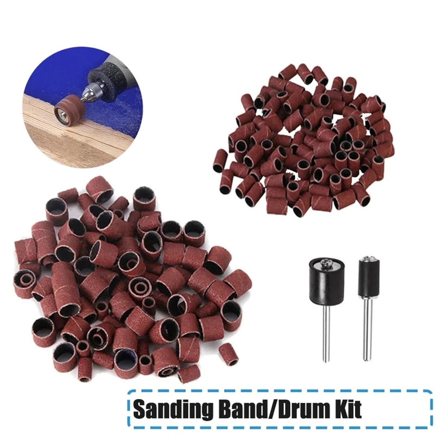 204pcs Sanding Band and Drum Kit Mini Drill Rotary Abrasive Tool Accessories Woodworking