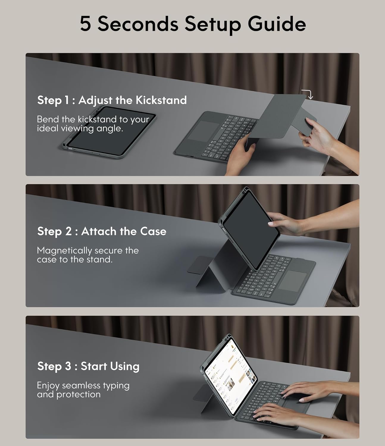 Adjusting the kickstand of the CHESONA keyboard case