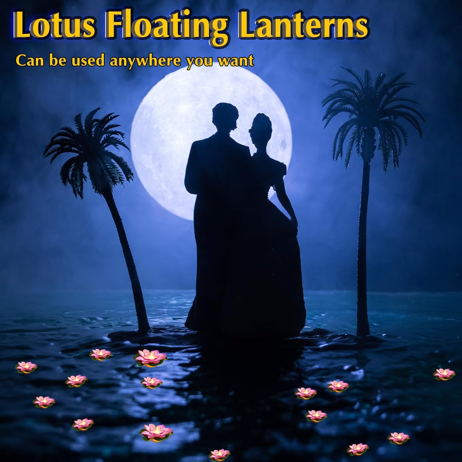 Liliful 24 Pcs Floating Lights Lotus Floating Lanterns Artificial Lily Pads with LED Lights Battery Operated for Pool Party Garden & Pond Summer Decoration (3.94,5.91 Inch,Purple)