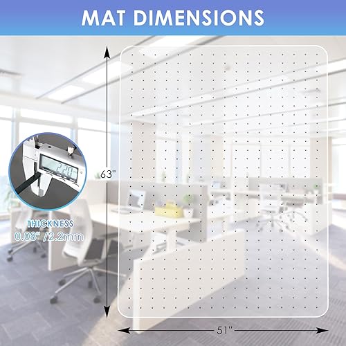 Miniatura 42 de Vicwe Tapete para silla de oficina para suelos alfombrados, 48 x 36 pulgadas, tapete rectangular para silla de escritorio con tachuelas para suelos