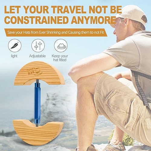 Miniatura 4 de Tang's Camilla de madera para sombreros ajustados, hebilla de giro ajustable. Talla única unisex para adultos, adecuado para todos los sombreros,