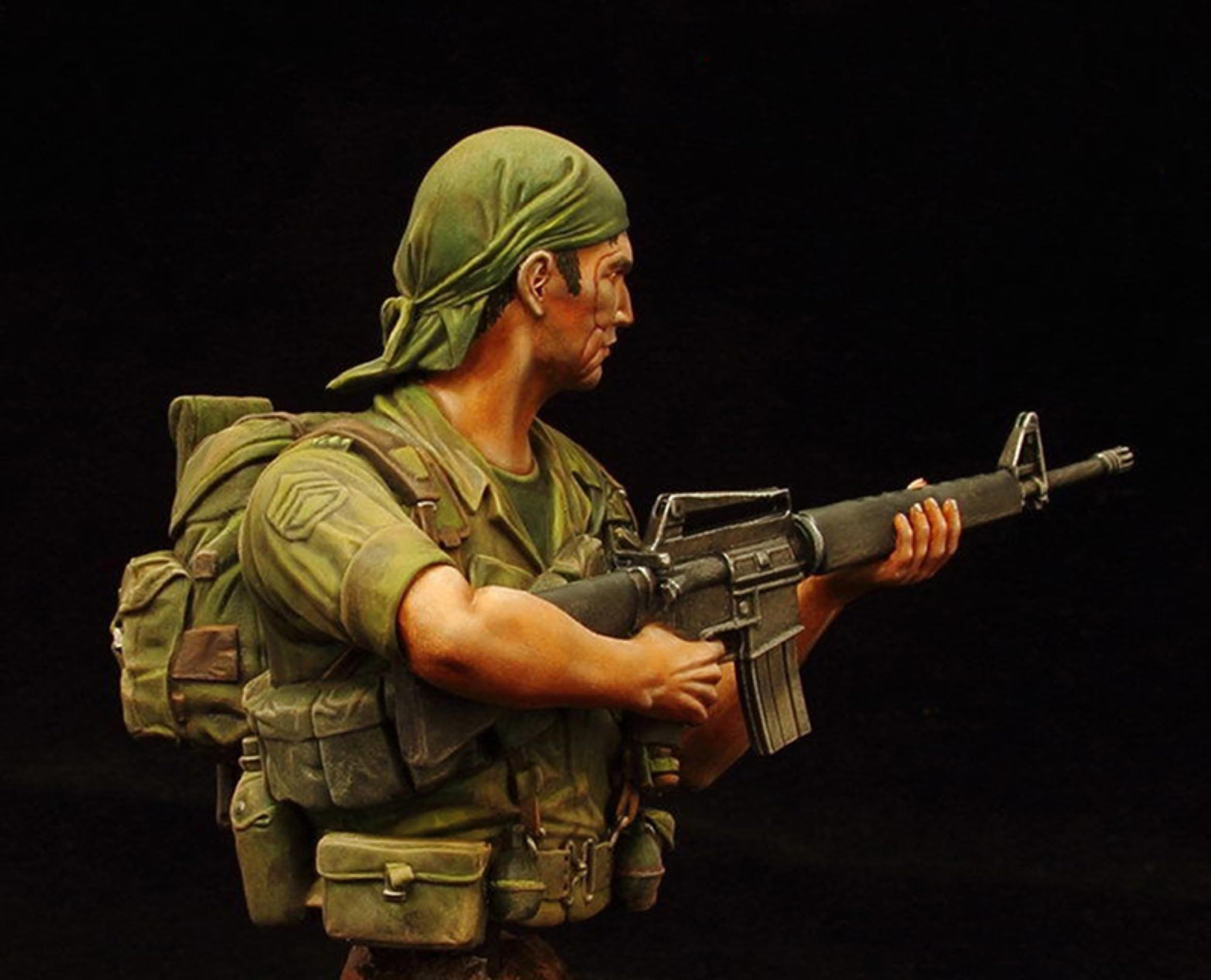 1/10 - Soldato americano della guerra del Vietnam Kit di modellini in resina non dipinti e non assemblati Parti del modello di busto in resina // UJ2a-4