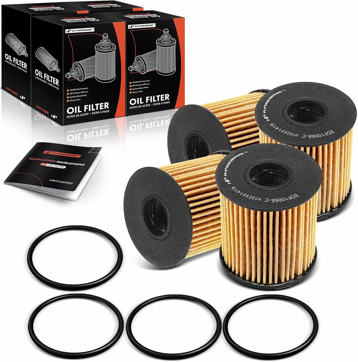 A-Premium 4-PC 10K Miles Protection Oil Filter Compatible with Mini Cooper 2007-2015, Cooper Countryman 2011-2016, Cooper Paceman 2013-2016 & Metropolitan Series B 1956-1957, Replace# C2S29685