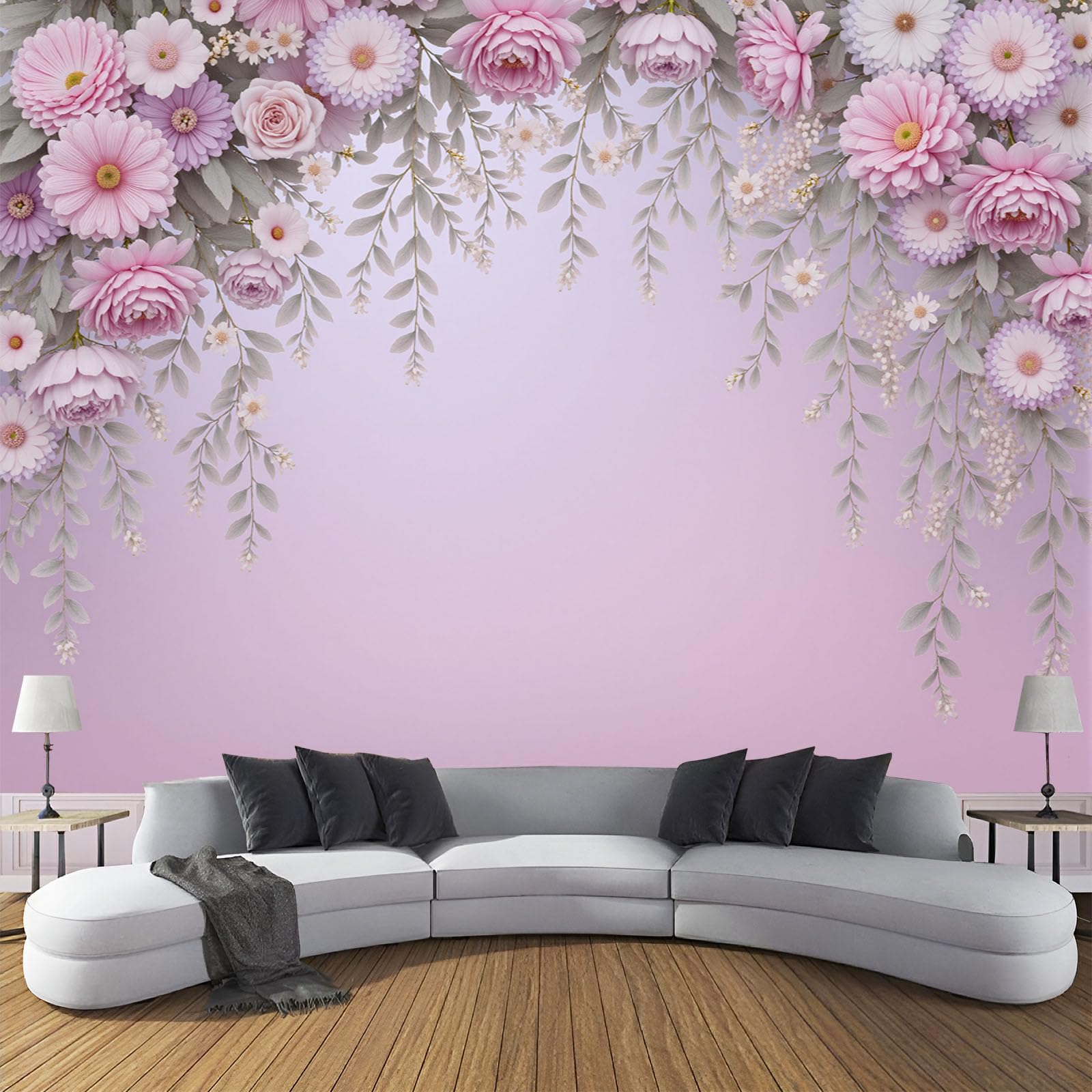 Papier Peint Panoramique 3D Vignes de Fleurs Romantiques pour Créer un Cocon Familial Doux