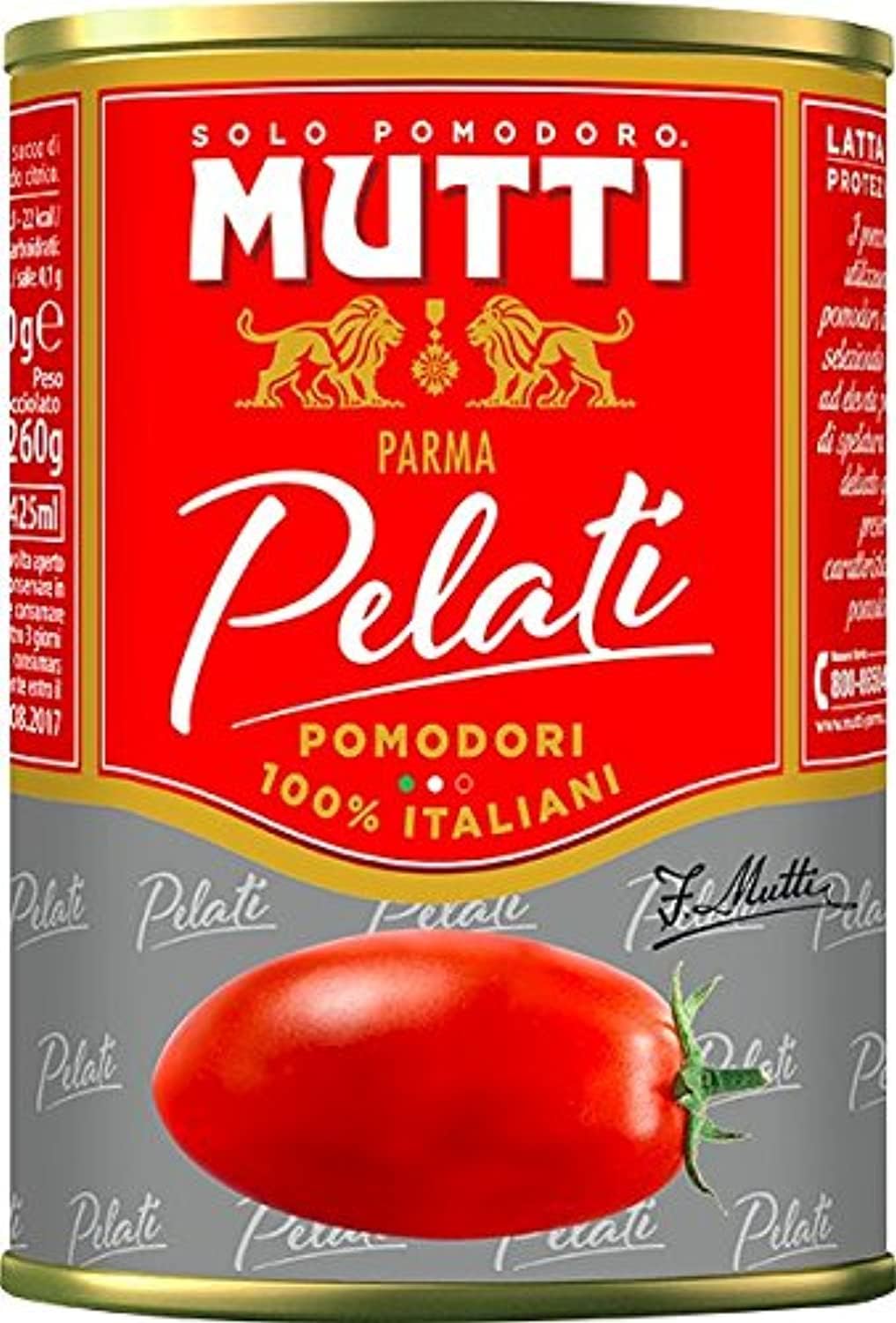 Mutti Whole Peeled Tomatoes Tin, 400 g (Pack of 1)