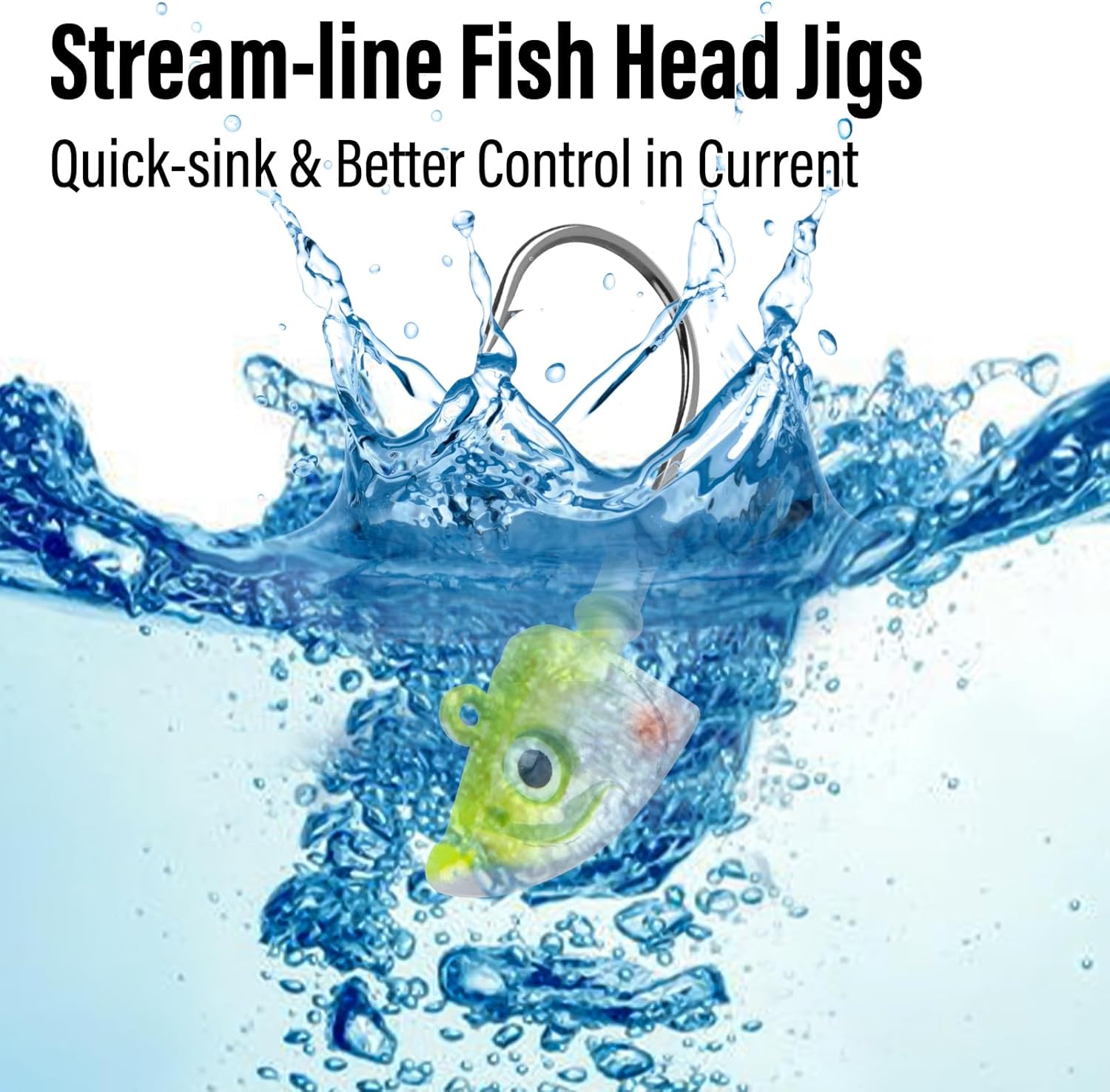 Dr.Fish 10 Pack Swimbait Jig Heads, Saltwater Fishing Jig Heads Minnow Style 3D Eyes Lead Weighted Hooks for Bass Walleye Flounder Striper Halibut Pompano Fishing
