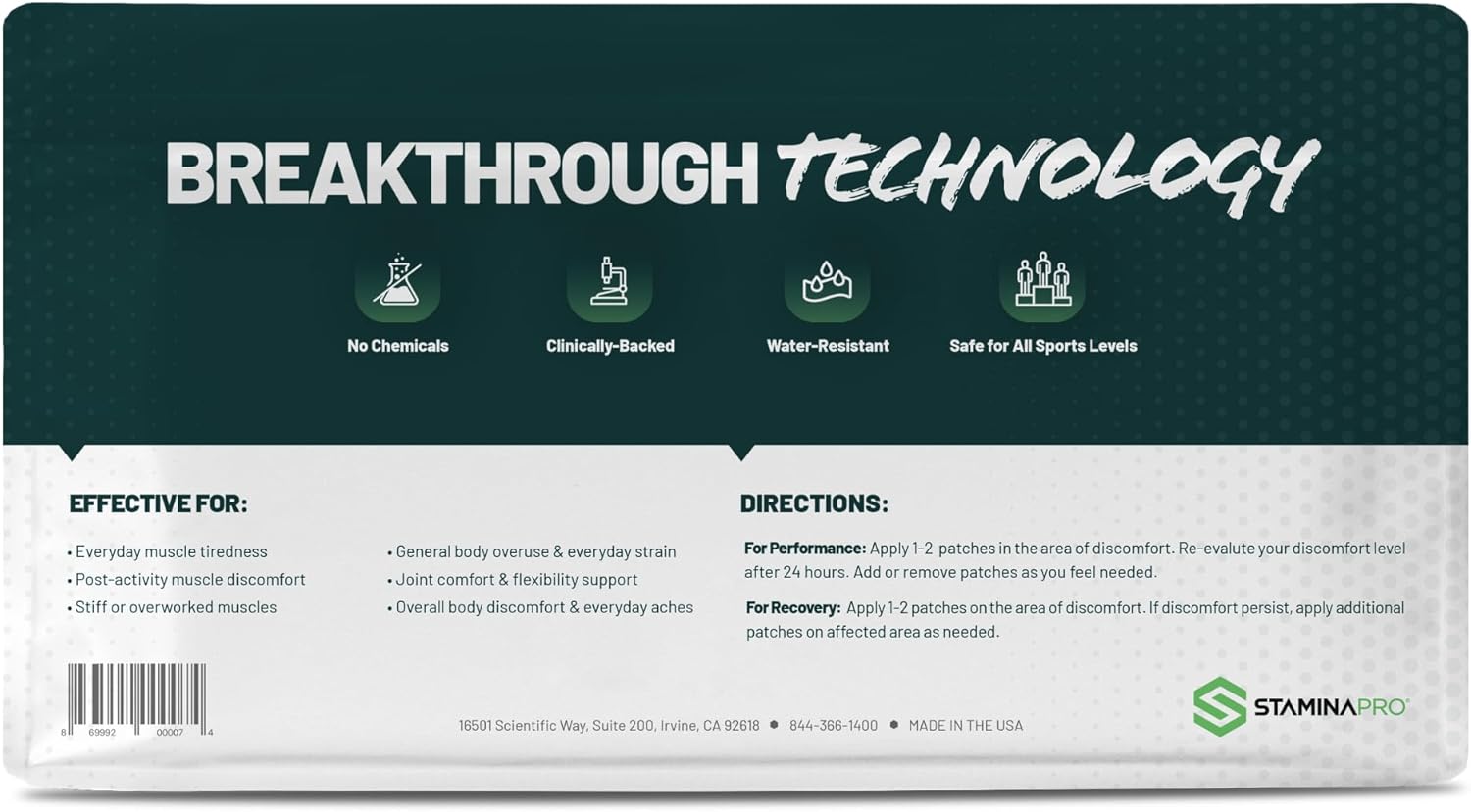 STAMINAPRO Variety Pack - Water-Resistant Athletic Adhesive, Electroceutical Relief - Versatile Active Comfort, Long Lasting - Back, Joints, Knees, Hamstrings- 24 Pack (Medium, Large, Strip)