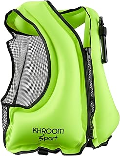 Khroom Inflatable Snorkel Vest for Adults and Teens | Swim Flotation Vest for 60"-75" Height | 90-190 lbs Fit Range | V2 2026 Model | Buoyancy Jacket for Snorkeling & SUP – Swim Aid