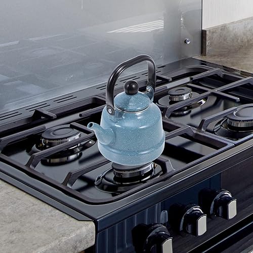 Miniatura 5 de Angoily Tetera esmaltada, tetera esmaltada de porcelana grande, tetera de agua caliente, tetera para estufa, diseño clásico retro pequeño, 1.1