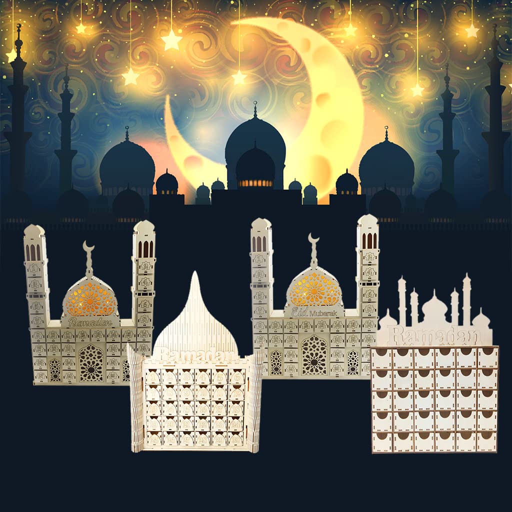 Calendario de Adviento de Ramadán de madera calendario de Ramadán con cuenta regresiva de 30 días adorno de cuenta regresiva regalo para niños decoración de Ramadán