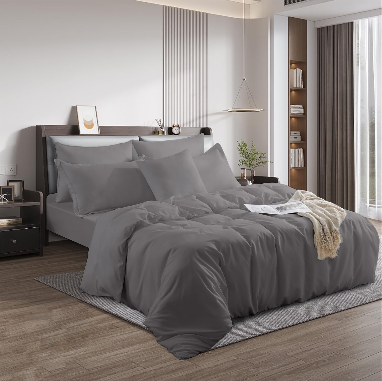 Rohi Grey Rohi® Single Duvet Cover Set – Soft & Breathable – 180Tc Polycotton Percale Duvet Cover With 2 Pillow Cases (Grey)