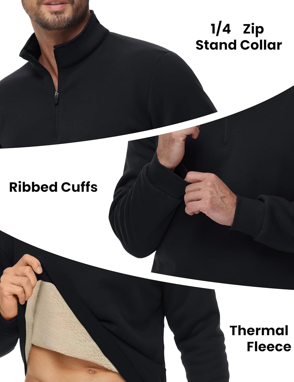 TACVASEN Men's Quarter Zip Fleece Pullover Sweatshirts Sherpa Lined Heavy weight Winter Shirts Thermal Warm Sweaters - Image 6
