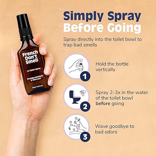 Miniatura 5 de Spray de inodoro para excremento de 0.34 onzas, aroma cítrico, fabricado en Francia (tamaño de viaje), eliminador de olores de baño, spray de caca