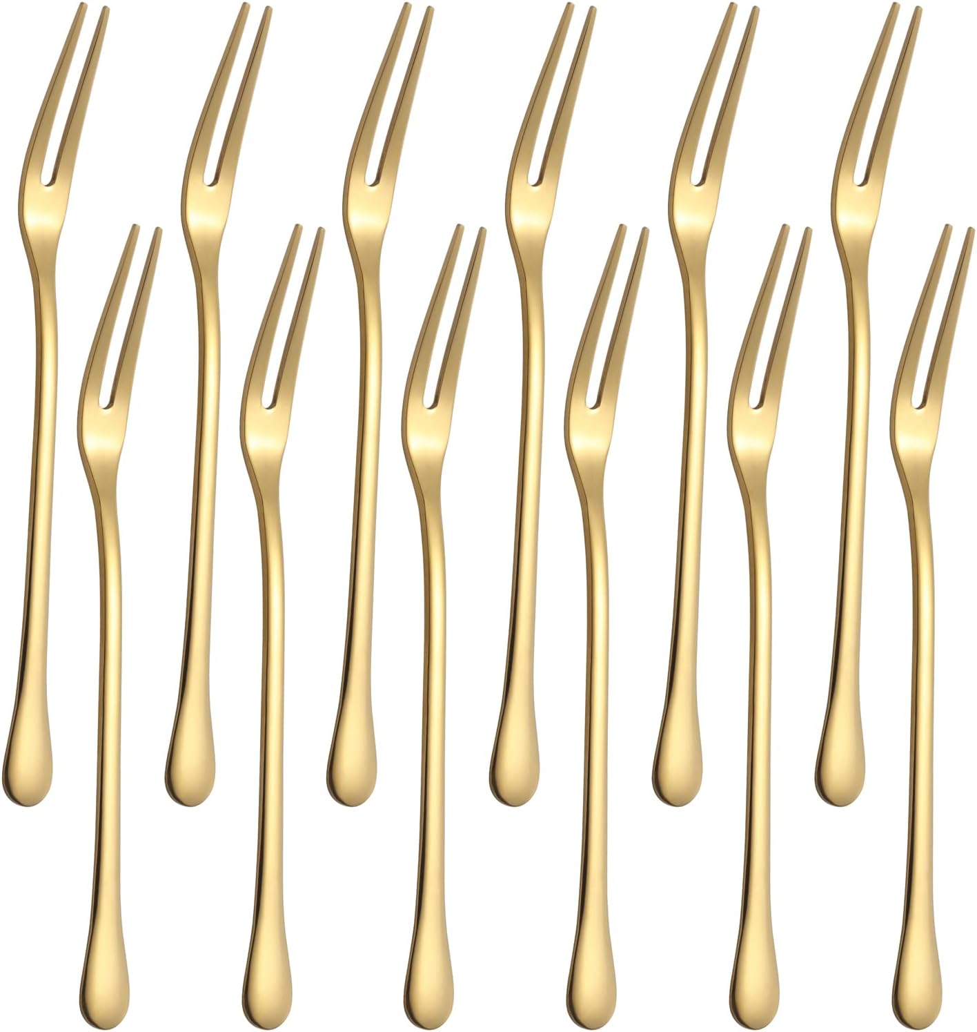 Edelstahl Obstgabeln Set - 6 Goldene Mini-Spieße 13cm Für Party & Desserts