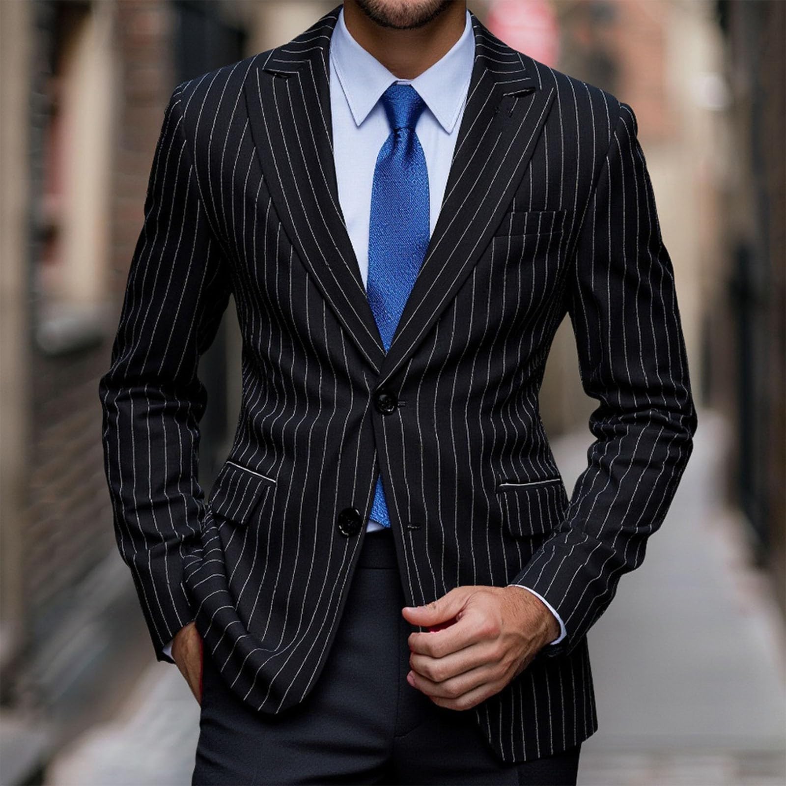 Giacca Blazer Uomo,Giacca da Abito Casual alla Moda a Righe da Uomo 2025