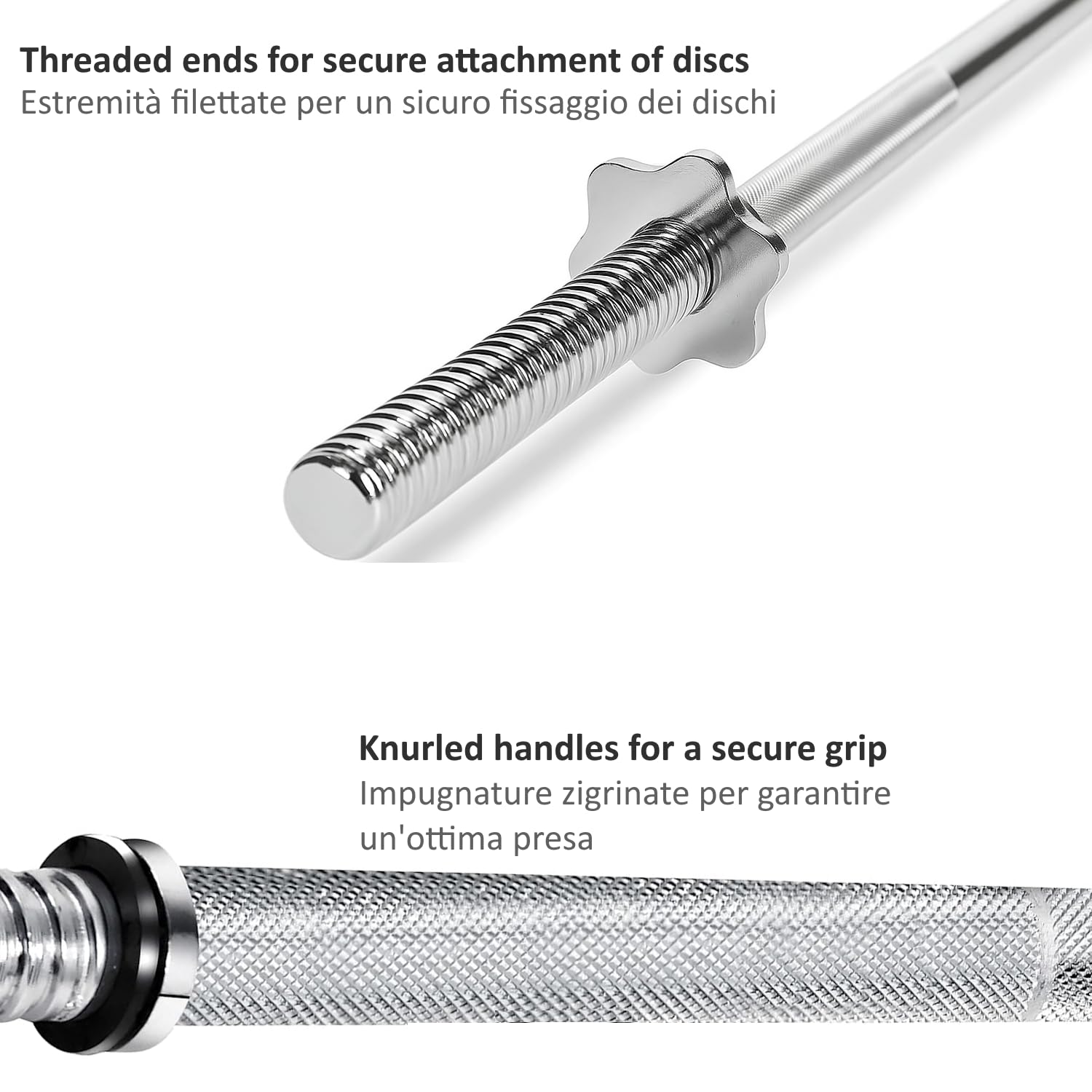 Set Bilanciere con Dischi - Bilanciere Dritto da 180 cm con Dischi in Ghisa Gommati Vari Pesi Disponibili Foro 30 mm
