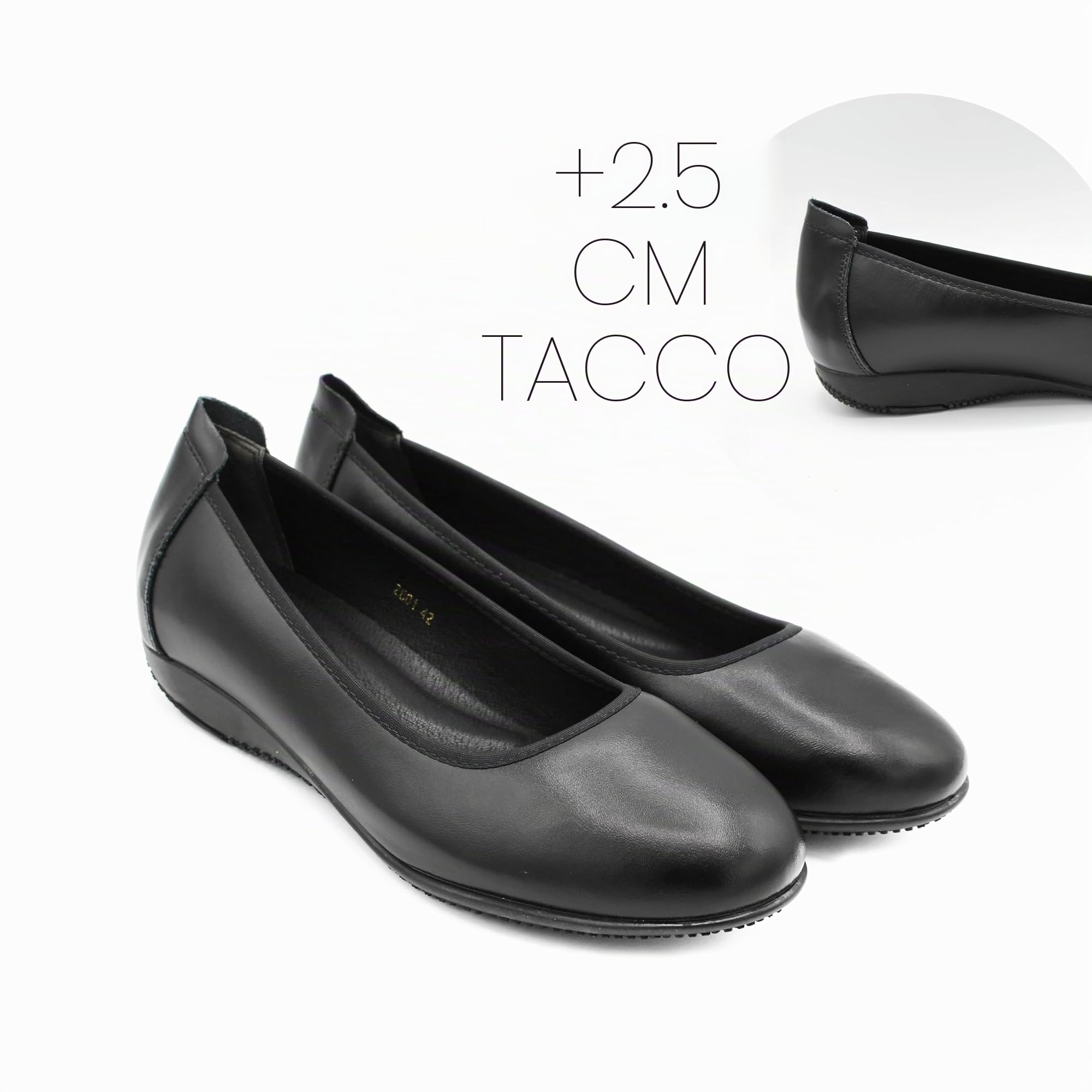 Zerimar Comode ballerine in pelle da donna, scarpe eleganti e leggere per l'uso quotidiano e l'ufficio, tacco 2,5 cm