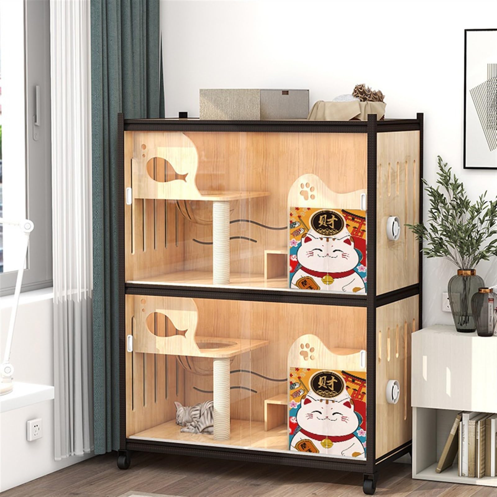 Casa del Gatto Gabinetto for Allevamento Gabbia for Allevamento Gabbia for Gatti in Legno Vetrina di Grandi Dimensioni Vetrina for Gatti Chiusa Villa for Gatti Gabbia per Gatti