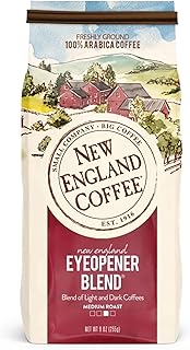 New England Coffee Eyeopener Blend Dark Roast Ground Coffee, 9oz Bag (Pack of 6)