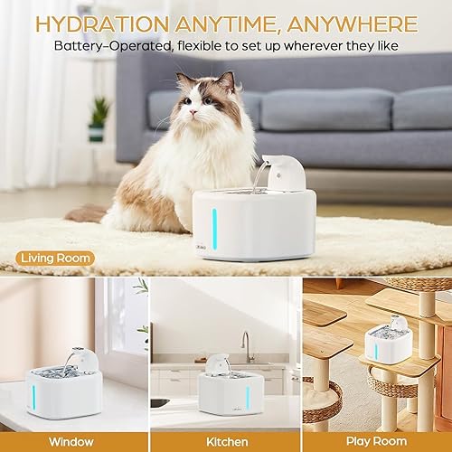 Miniatura 7 de Fuente de agua inalámbrica para gatos de 4000 mAh, 45 días de uso, fuente automática de gran capacidad para mascotas con modos de detección