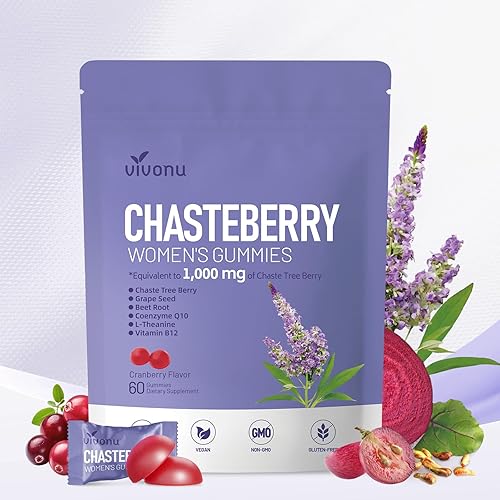 Suplemento de Chasteberry para mujeres, 1000 mg de extracto de casteberry, contiene semillas de uva, coenzima Q10 vitamina B12 y otros