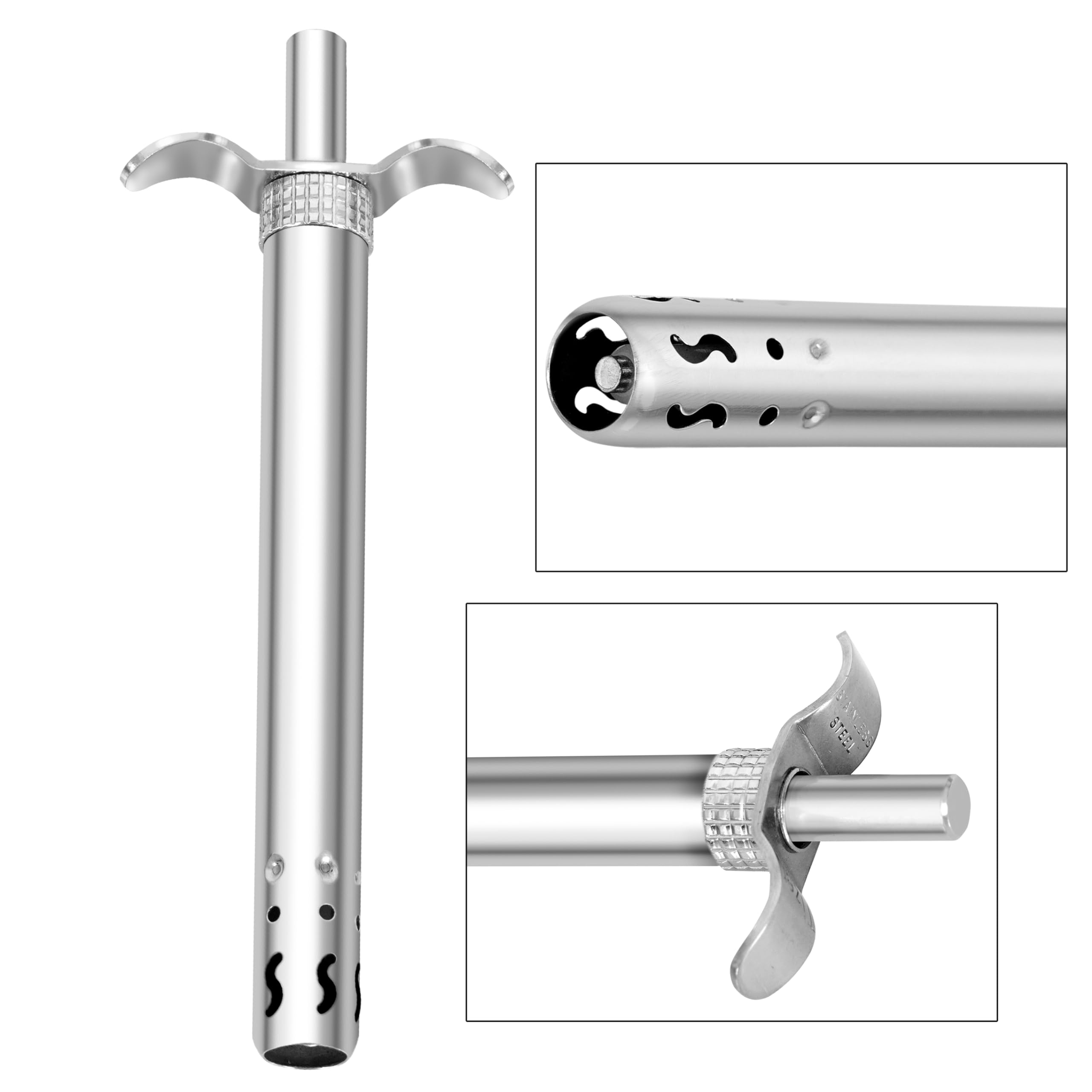 2-Pack Stainless Steel Gas Lighters - Easy Grip Waterproof Lighters For Stoves & Kitchen Use