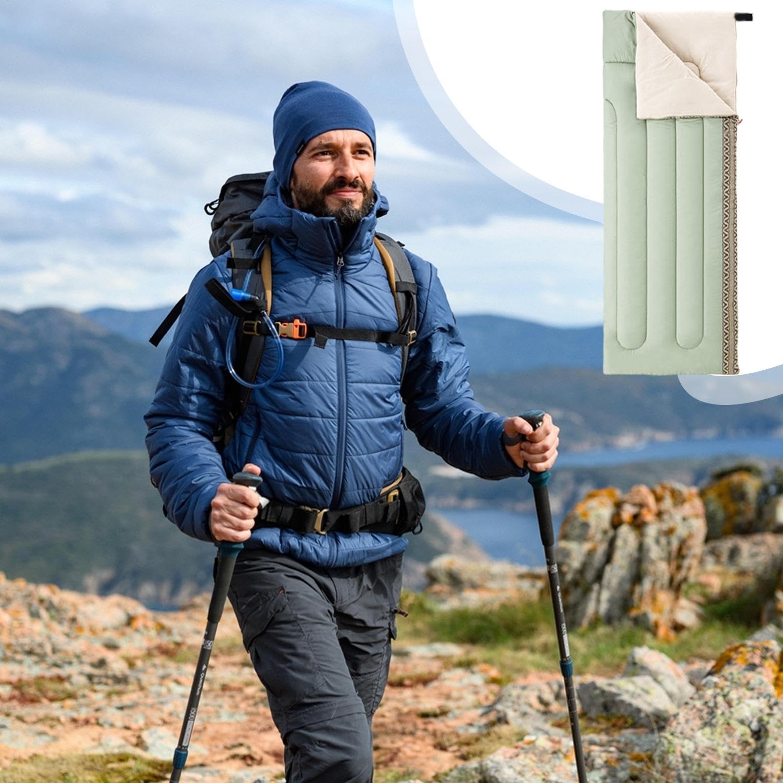 Trwała torba na spanie na kemping, do spania dla dorosłych, na zimno, poliester, niezbędny element wyposażenia outdoorowego na lato, zimę, jesień, 74,8 x 29,53 cala