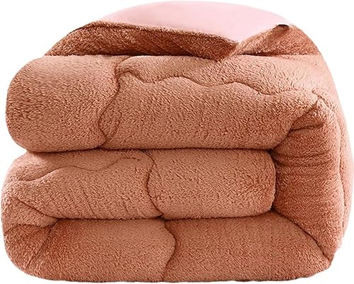 Edredón de algodón cálido para invierno, edredón de invierno de terciopelo de cordero, manta de cachemira de cordero para cama doble, núcleo de