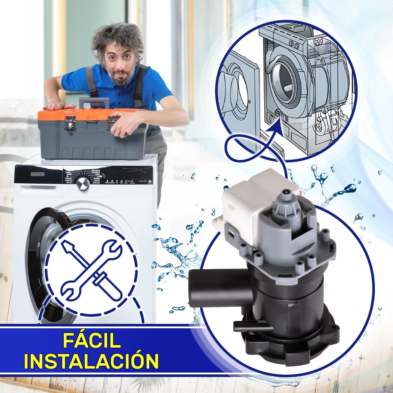 Bomba de Desagüe Lavadora 30W 220-240V 50HZ 0,2A con Número Original 141896 00141896 145787 00145787 para Bosch para Siemens - Garantía de 10 Años - MONTERAL